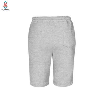 A pair of men's grey cotton shorts with an elastic waistband and drawstring, ideal for casual or athletic wear.